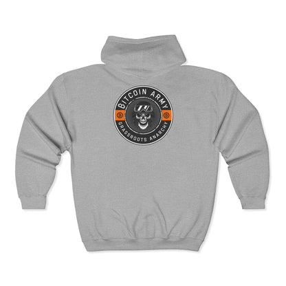 SATS Symbol Bitcoin Army Grassroots Anarchy Zip Up Hoodie