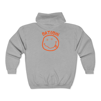 SATS Symbol SATS Eyed Satoshi Smiley Zip Up Hoodie