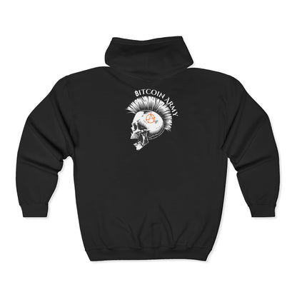 SATS Symbol Bitcoin Army Hard Money Anarchists Zip Up Hoodie