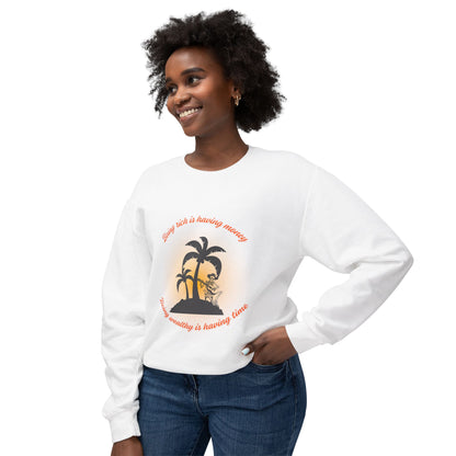 Money Vs Time Sunset Vibes Unisex Lightweight Crewneck Sweatshirt