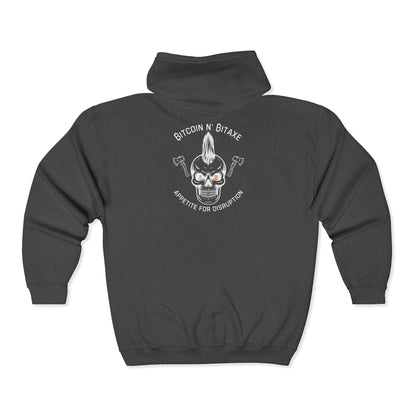 SATS Symbol Bitcoin N' Bitaxe Appetite For Disruption Zip Up Hoodie