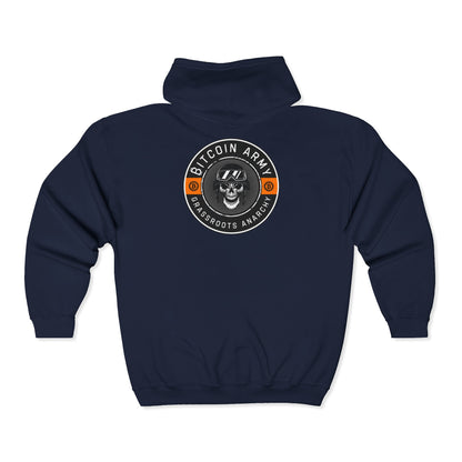 SATS Symbol Bitcoin Army Grassroots Anarchy Zip Up Hoodie