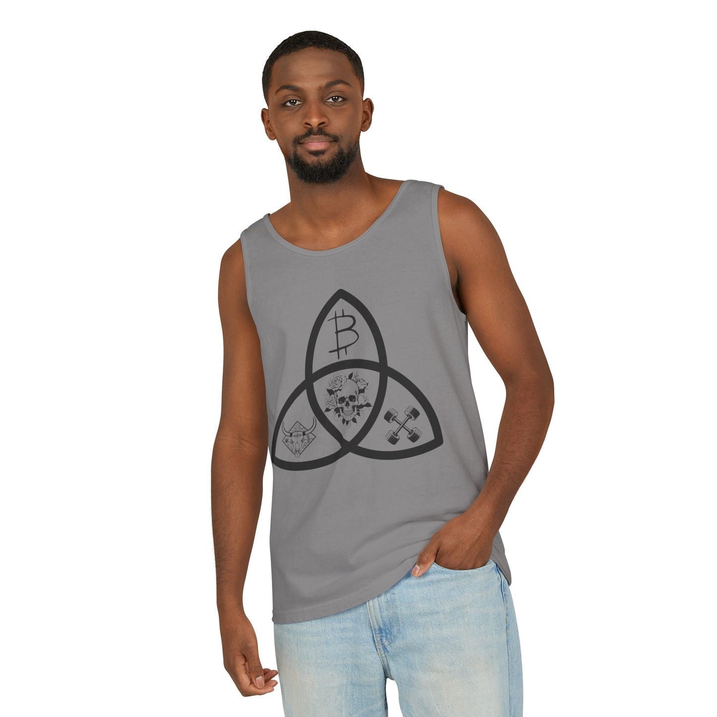 Beef Barbells & Bitcoin Trifecta Trendy Unisex Tank Top
