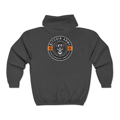 SATS Symbol Bitcoin Army Grassroots Anarchy Zip Up Hoodie