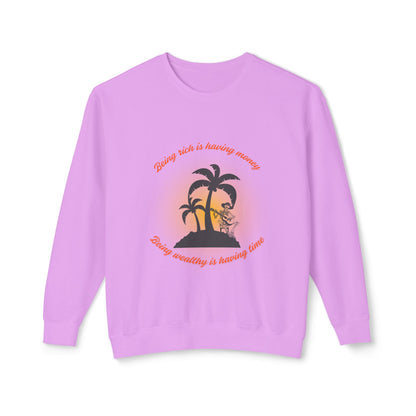 Money Vs Time Sunset Vibes Unisex Lightweight Crewneck Sweatshirt