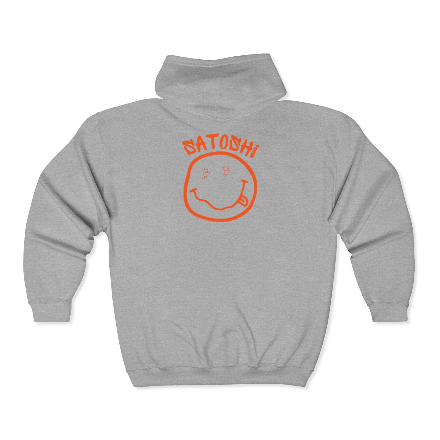 SATS Symbol Bitcoin Eyed Satoshi Smiley Zip Up Hoodie