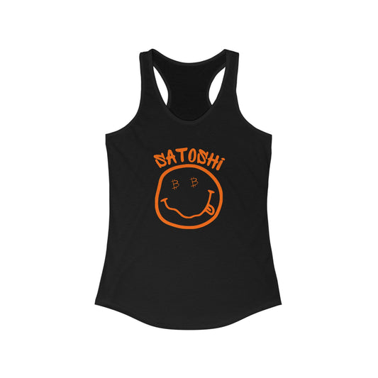 Bitcoin Eyed Satoshi Smiley Women's Racerback Tank