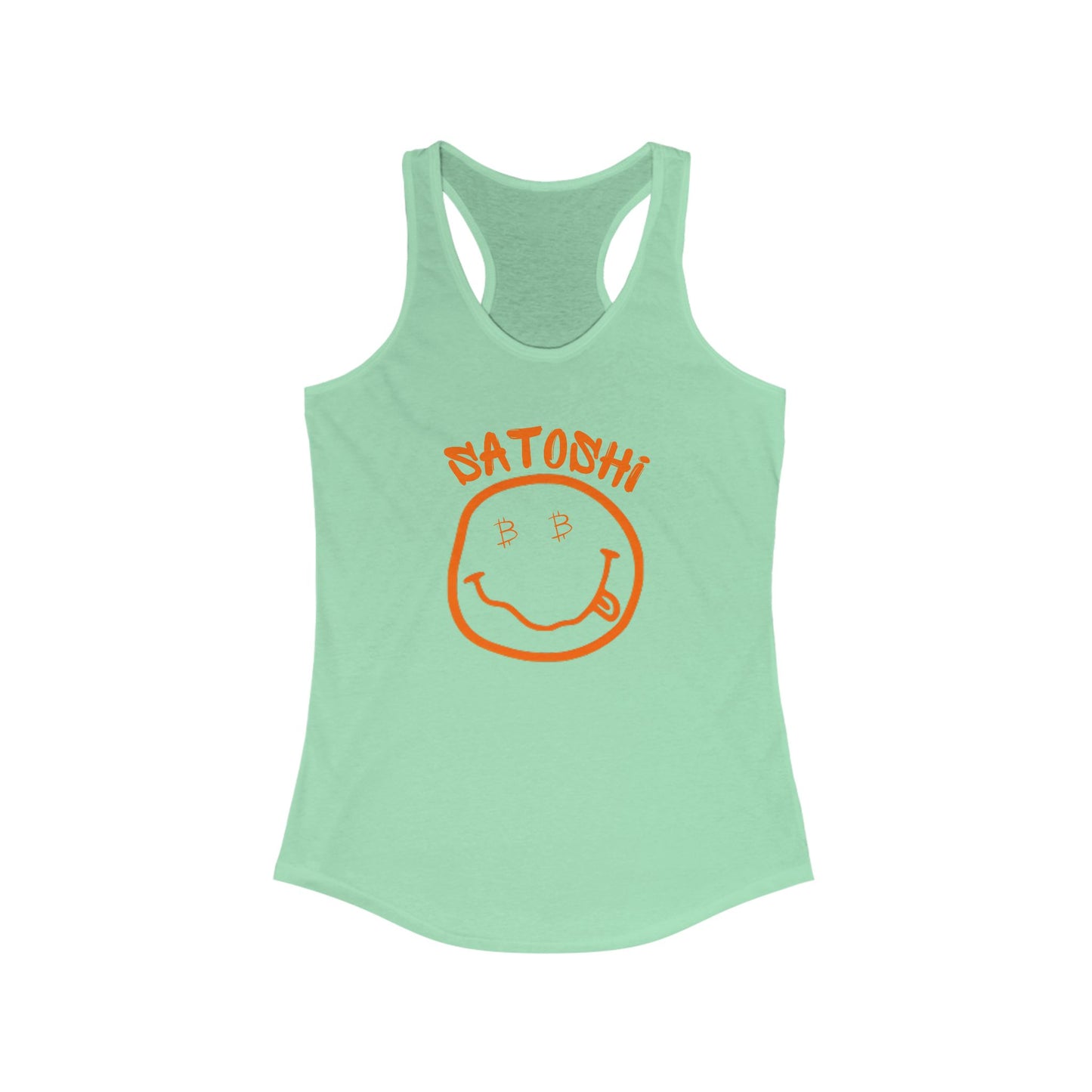 Bitcoin Eyed Satoshi Smiley Women's Racerback Tank
