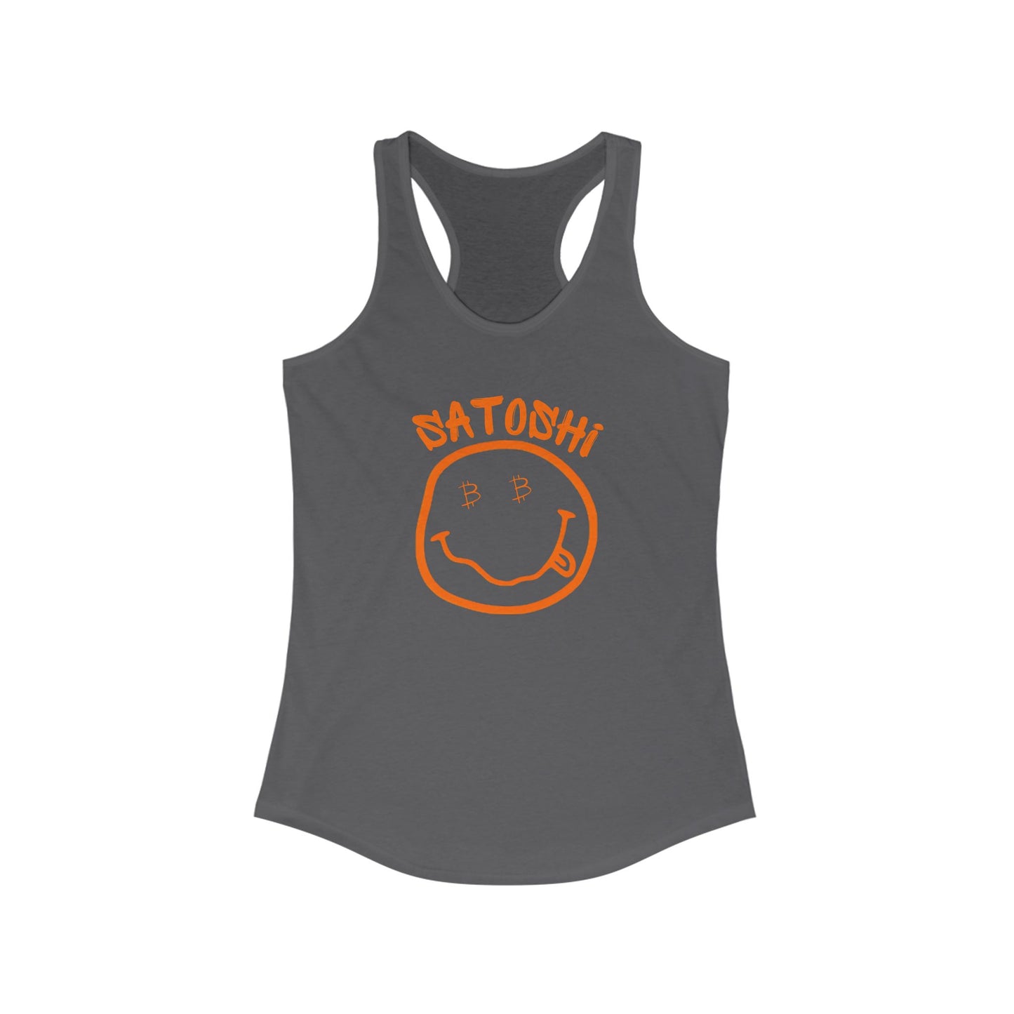 Bitcoin Eyed Satoshi Smiley Women's Racerback Tank