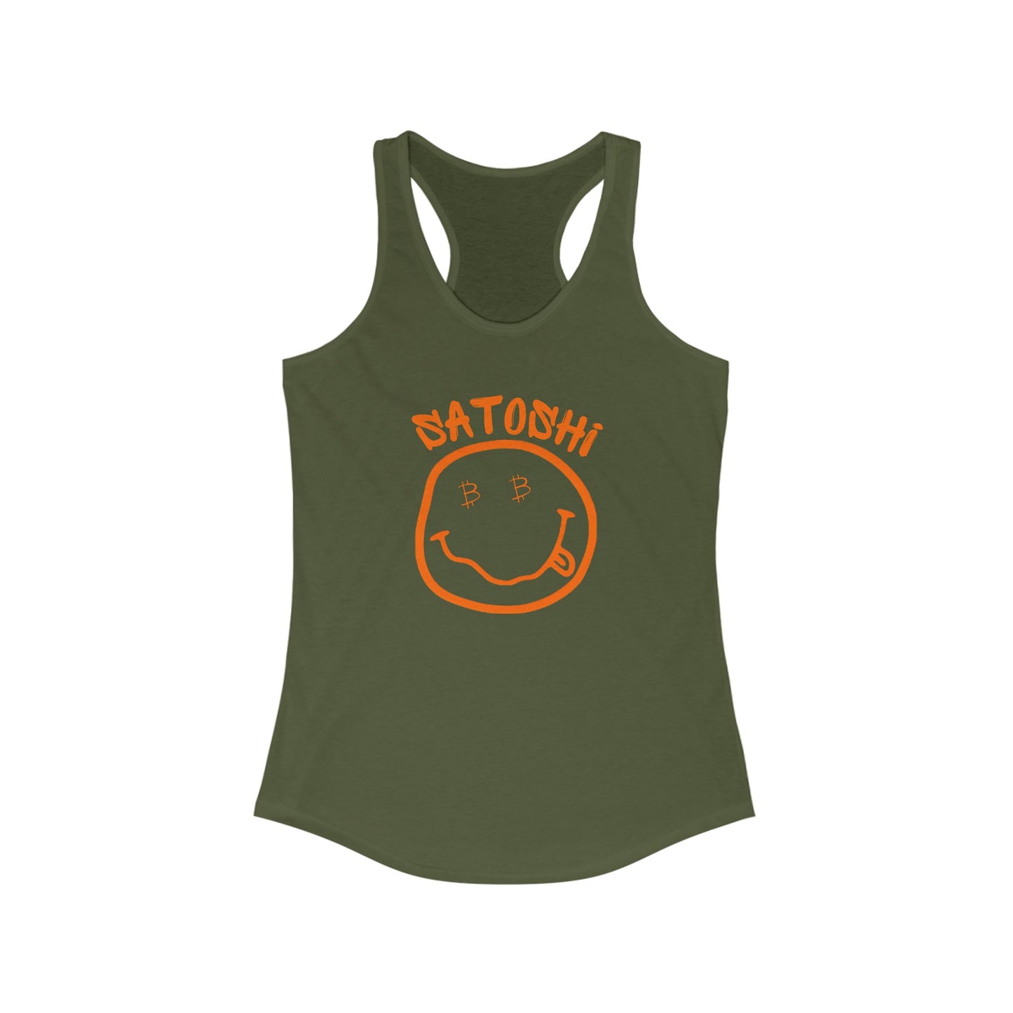 Bitcoin Eyed Satoshi Smiley Women's Racerback Tank