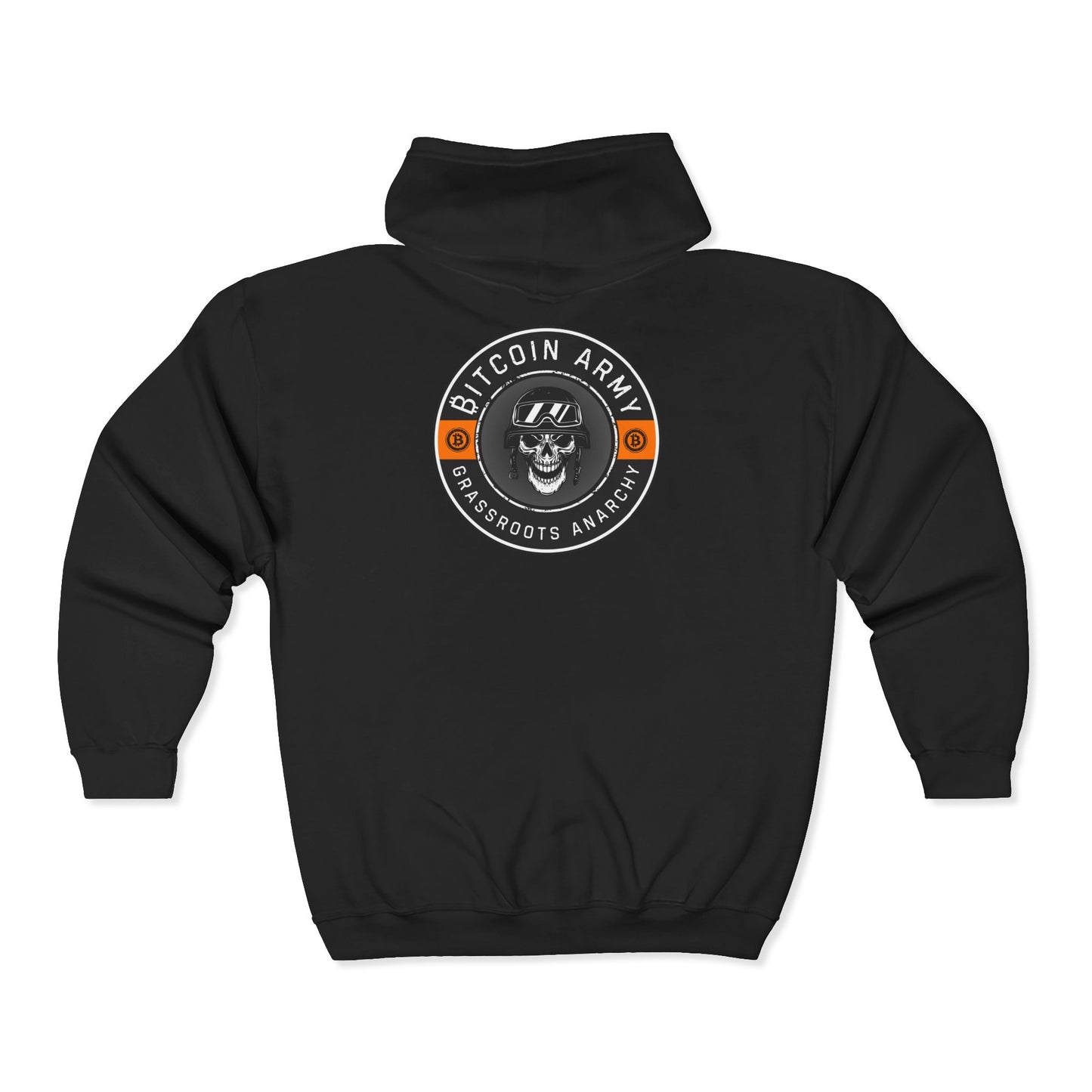 SATS Symbol Bitcoin Army Grassroots Anarchy Zip Up Hoodie